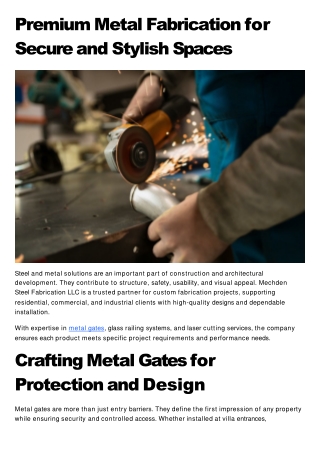 Premium Metal Fabrication for Secure and Stylish Spaces