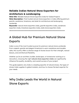 Reliable Indian Natural Stone Exporters for Architecture & Landscaping