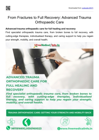 From Fractures to Full Recovery Advanced Trauma Orthopaedic Care