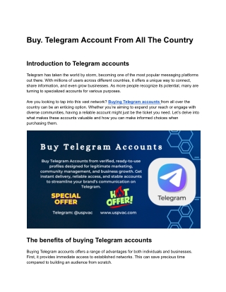 Buy. Telegram Account From All The Country