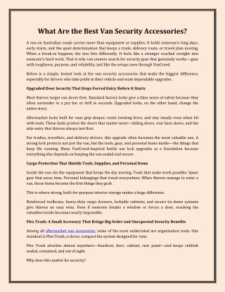 What Are the Best Van Security Accessories