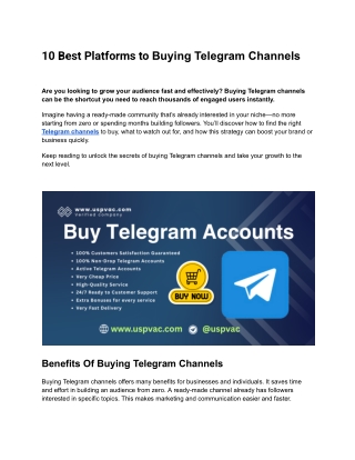 10 Best Platforms to Buying Telegram Channels