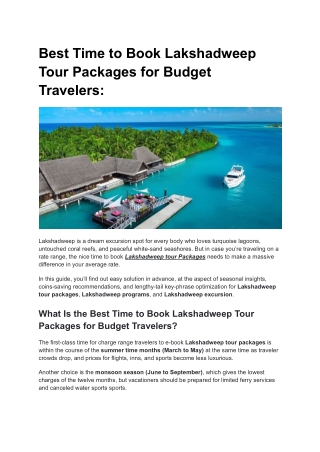 Best Time to Book Lakshadweep Tour Packages for Budget Travelers_