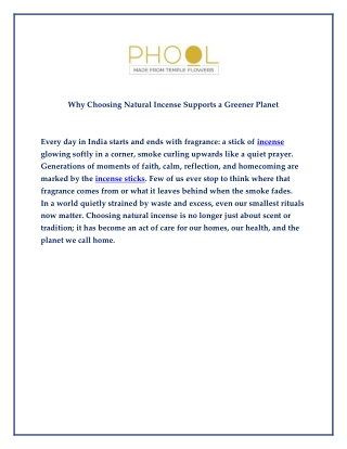 Why Choosing Natural Incense Supports a Greener Planet