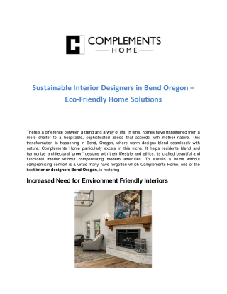 Sustainable Interior Designers in Bend Oregon – Eco-Friendly Home Solutions