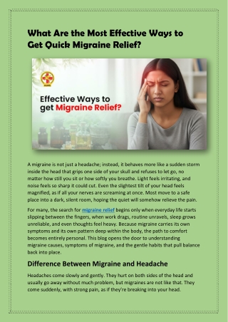 What Are the Most Effective Ways to Get Quick Migraine Relief