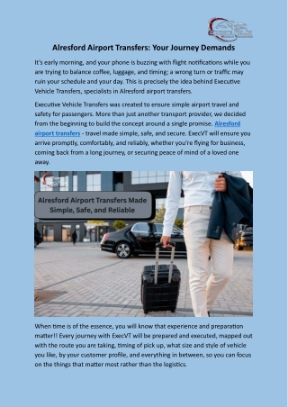 Alresford Airport Transfers Your Journey Demands