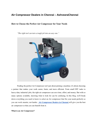 Air Compressor Dealers in Chennai