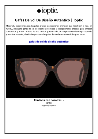 Gafas De Sol De Diseño Auténtico | Ioptic