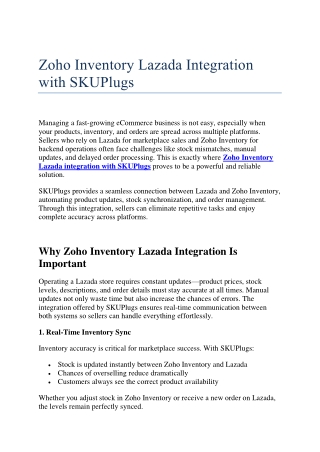 Zoho Inventory Lazada Integration with SKUPlugs