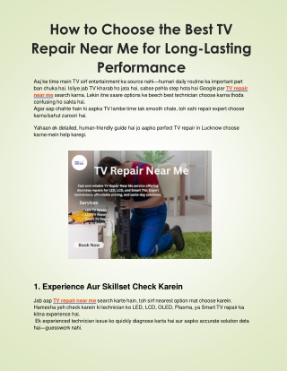 How to Choose the Best TV Repair Near Me for Long-Lasting Performance (1)