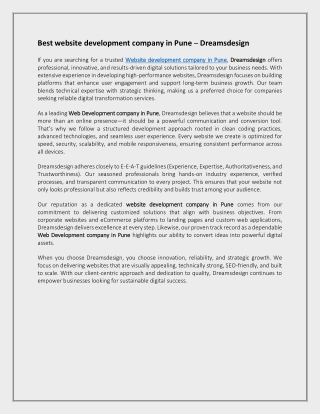 Best website development company in Pune – Dreamsdesign