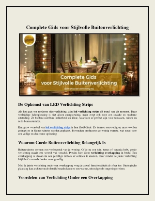 Complete Gids voor Stijlvolle Buitenverlichting