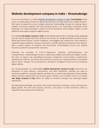 Website development company in India – Dreamsdesign