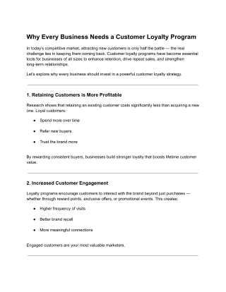 Why Every Business Needs a Customer Loyalty Program