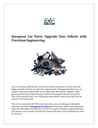 European Car Parts Upgrade Your Vehicle with Precision Engineering