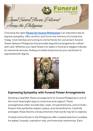 Elegant Funeral Flowers Delivered Across the Philippines