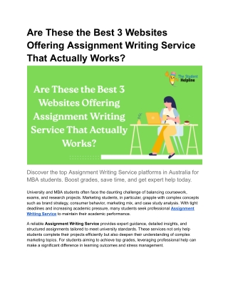 Are These the Best 3 Websites Offering Assignment Writing Service That Actually
