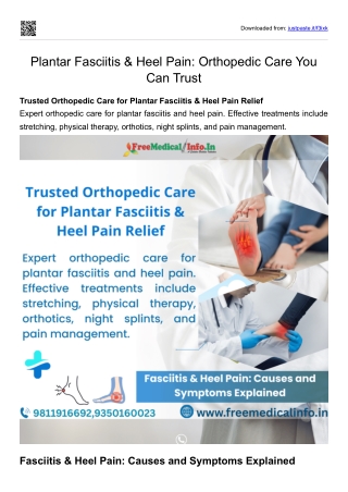 Plantar Fasciitis & Heel Pain Orthopedic Care You Can Trust