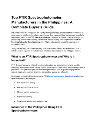 Top FTIR Spectrophotometer Manufacturers in the Philippines_ A Complete Buyer’s Guide