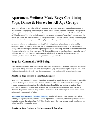 Apartment Wellness Made Easy_ Combining Yoga, Dance & Fitness for All Age Groups