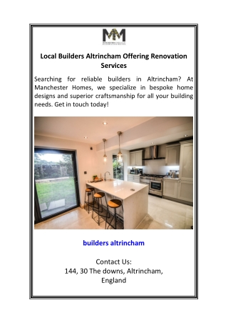 Local Builders Altrincham Offering Renovation Services