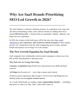 Why Are SaaS Brands Prioritizing SEO-Led Growth in 2026