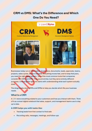 CRM vs DMS: What’s the Difference and Which One Do You Need?