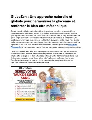 GlucoZen _ Une approche naturelle et globale pour harmoniser la glycémie et renforcer le bien-être métabolique