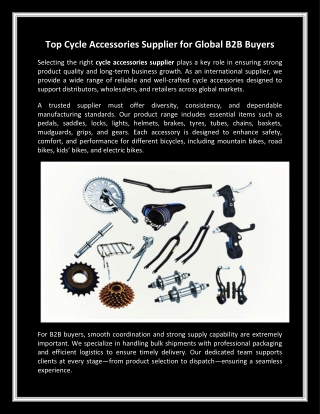 Top Cycle Accessories Supplier for Global B2B Buyers