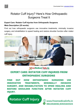 Rotator Cuff Injury Here’s How Orthopaedic Surgeons Treat It