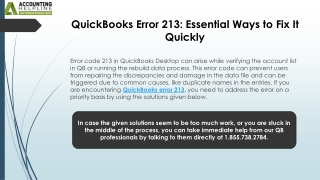 Step-by-Step Solutions for QuickBooks Error 213