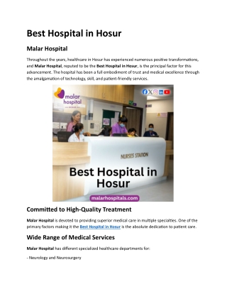 Best Hospital in Hosur
