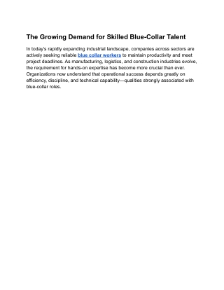 The Growing Demand for Skilled Blue-Collar Talent