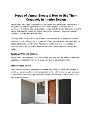 Types of Veneer Sheets & How to Use Them Creatively in Interior Design
