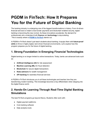 PGDM in FinTech_ How It Prepares You for the Future of Digital Banking