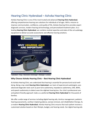 Hearing Clinic Hyderabad