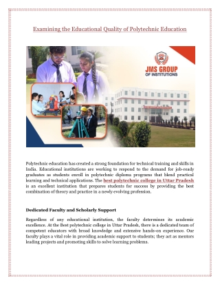 Examining the Educational Quality of Polytechnic Education