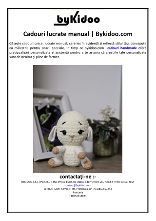 Cadouri lucrate manual | Bykidoo.com