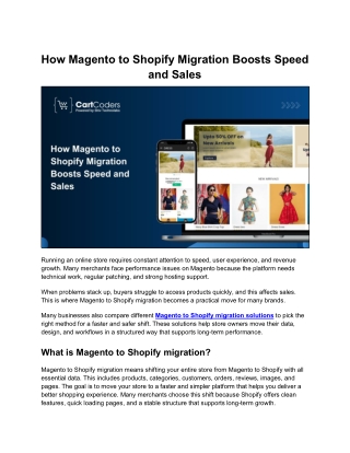 Boosting Store Speed and Sales Through Magento to Shopify Migration