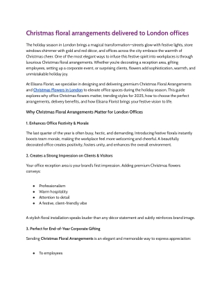 Christmas floral arrangements delivered to London offices