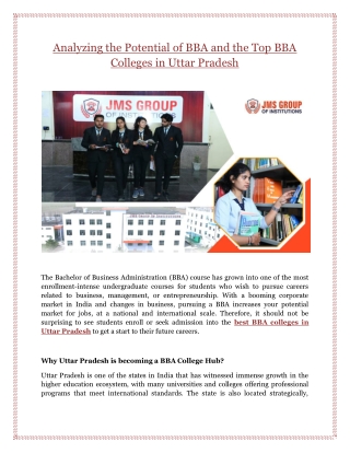 Analyzing the Potential of BBA and the Top BBA Colleges in Uttar Pradesh