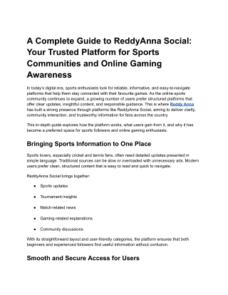 A Complete Guide to ReddyAnna Social: Your Trusted Platform for Sports Communiti