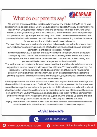 What our parents say matters _ Capaar _ Best Autism Centre in Bangalore