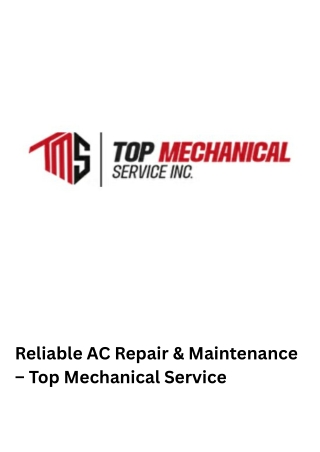 Fast & Reliable Air Conditioner Repair Service | Top Mechanical Service