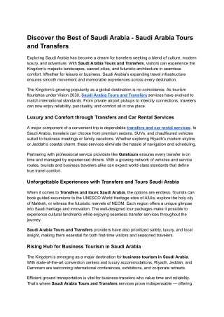 Discover the Best of Saudi Arabia - Saudi Arabia Tours and Transfers