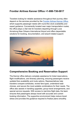 Frontier Airlines Kenner Office