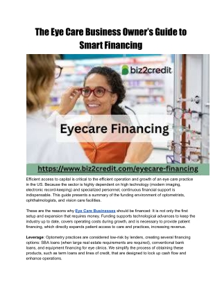 The Eye Care Business Owner’s Guide to Smart Financing