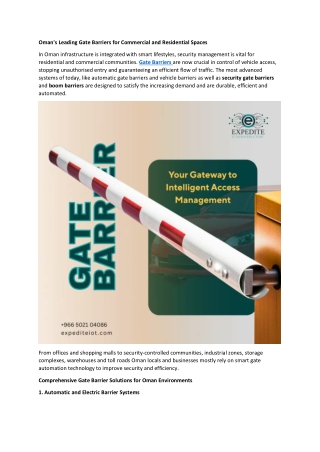 Oman's Leading Gate Barriers for Commercial and Residential Spaces
