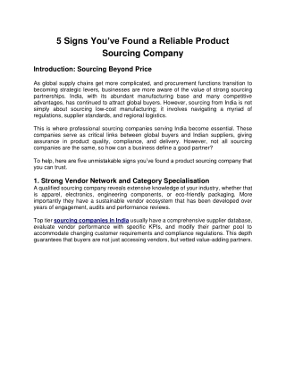 Product Sourcing Company Offering Vendor Verification and Quality Control